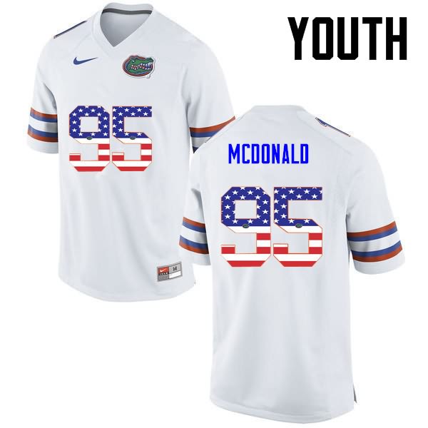 NCAA Florida Gators Ray McDonald Youth #95 USA Flag Fashion Nike White Stitched Authentic College Football Jersey NDU2664FR